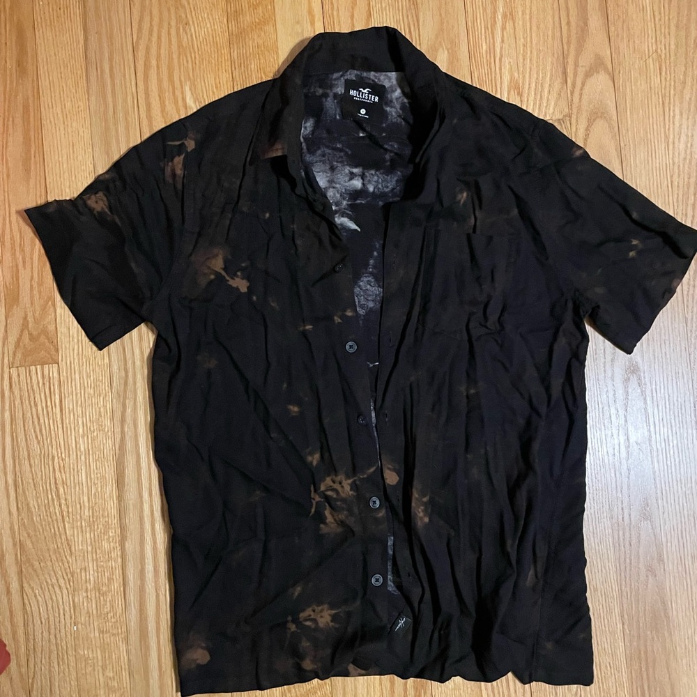 Hollister Men's Casual Black and Brown Shirt